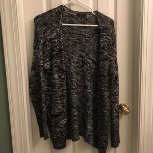 black and white sweater zip up cardigan